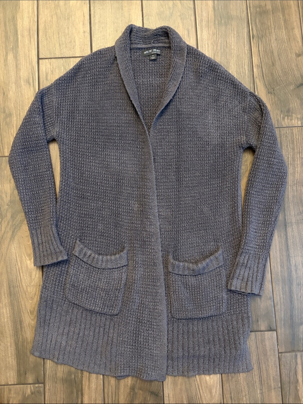 Barefoot Dreams Cozy Open-Front Shawl Cardigan - Charcoal